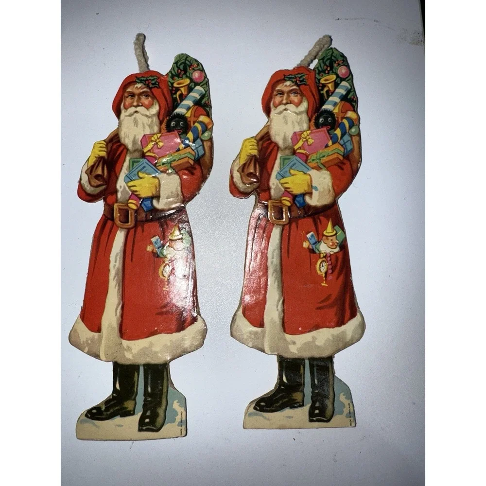 4‎ Vintage Christmas Santa Paper Doll Craft Embossed England Die Cut